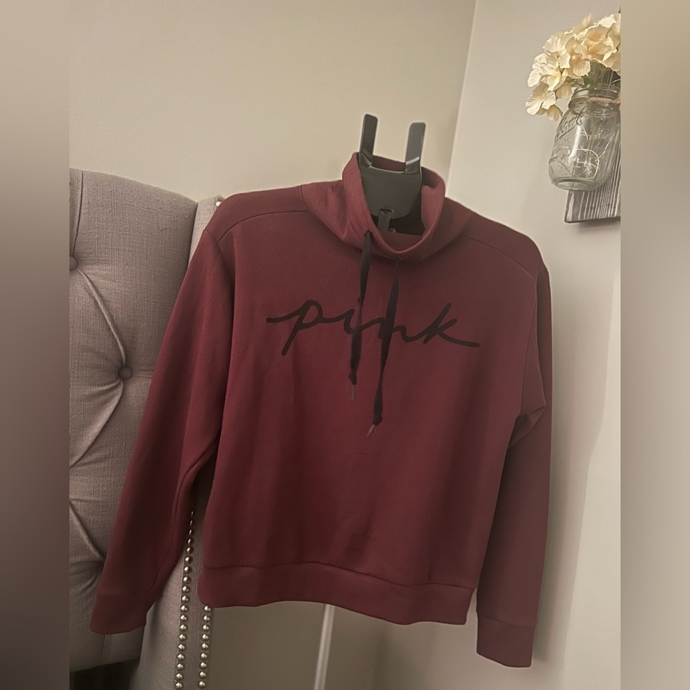 Victoria's Secret PINK High Neck Pull Over Sweatshirt Maroon Size XS Pre-Owned